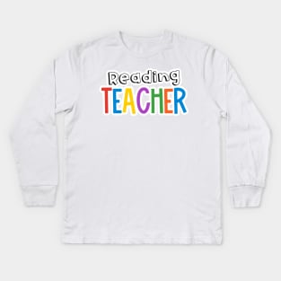 Rainbow Reading Teacher Kids Long Sleeve T-Shirt